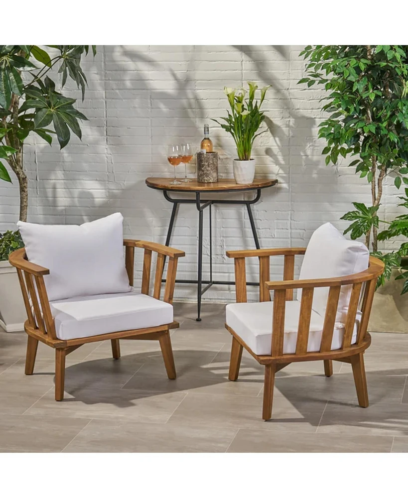 Set of 2, Outdoor Acacia Wood Patio Club Chair