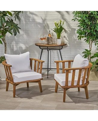 Set of 2, Outdoor Acacia Wood Patio Club Chair