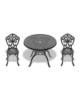 3-Piece Set Of All-Weather Cast Aluminum Dining Furniture Set With Black Frame