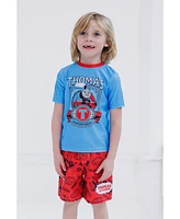 Thomas & Friends Little Boys Rash Guard and Swim Trunks Outfit Set