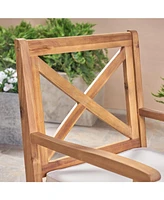 White Cushion Patio Dining Chairs - Solid Wood, Water-Resistant