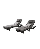Outdoor Wicker Reclining Lounge Chairs (Set of 2) - Beach, Pool, Garden