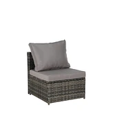 5-Piece Outdoor Wicker Daybed Set with Canopy & Cushions