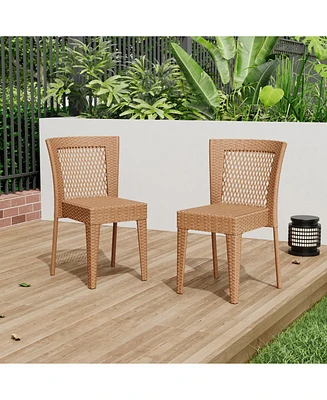 Stackable Rattan Patio Chairs - Set of 2