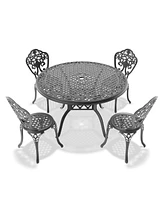 5-Piece Set Of All-Weather Cast Aluminum Dining Furniture Set With Black Frame