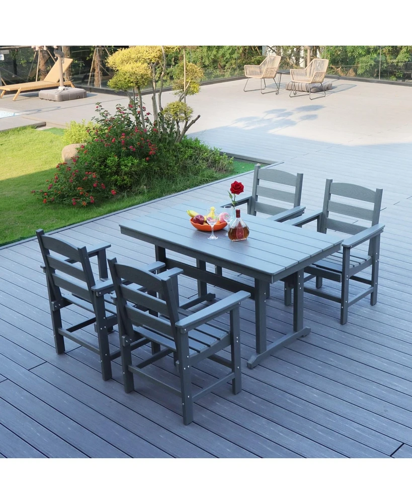 5-Piece Hdpe Outdoor Dining Set (Grey), Table & 4 Chairs