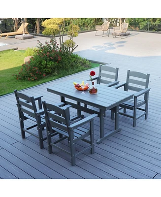 5-Piece Hdpe Outdoor Dining Set (Grey), Table & 4 Chairs