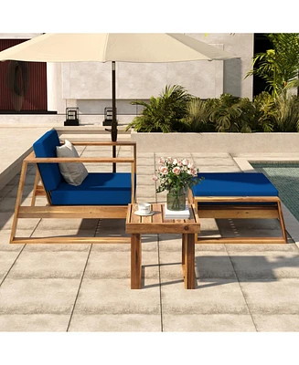 Acacia Lounge Set, Chair & Ottoman, Patio/Balcony/Garden