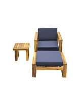 Acacia Lounge Set, Chair & Ottoman, Patio/Balcony/Garden