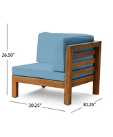 Acacia Wood Outdoor Loveseat Set with Coffee Table