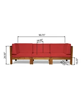Acacia Wood Outdoor Sectional Sofa Set with Water Resistant Cushions
