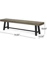 Outdoor Acacia Wood 3 Piece Picnic Dining Set, Gray and Rustic Metal