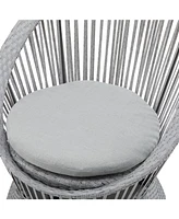 [Set of 2] 26,7" Modern Silver Grey Swivel Wicker Lounge Chair