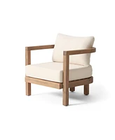 Acacia Patio Set, 4-piece, cushions, coffee table, Brown wash/beige