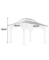Fir wood gazebo, steel roof, netting, outdoor patio
