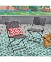 Folding Wicker Patio Dining Chair - Brown