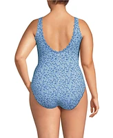 Lands' End Plus Tugless Scallop One Piece Swimsuit