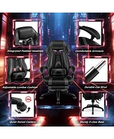 Gaming Chair Racing Style Swivel Chair with Footrest and Adjustable Lumbar Pillow