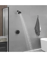 Single Handle 1-Spray Round Rain Shower Faucet Set 1.8 Gpm with High Pressure Shower Head in Matte Black