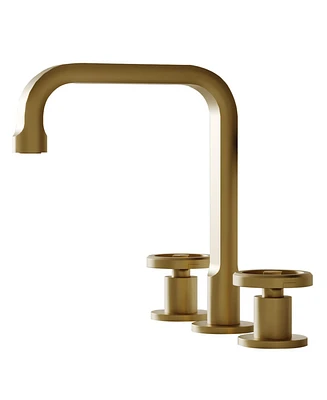 Industry Style 8 in. Widespread Double Handle High-Arc Bathroom Faucet Water-Saving With Drain Kit Matte Black