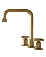Industry Style 8 in. Widespread Double Handle High-Arc Bathroom Faucet Water-Saving With Drain Kit Matte Black
