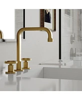 Industry Style 8 in. Widespread Double Handle High-Arc Bathroom Faucet Water-Saving With Drain Kit Matte Black