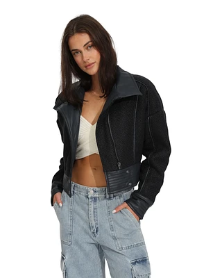Belle & Bloom Women's Mad Love Cropped Bomber Jacket