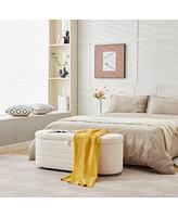 S03 Basics Upholstered Storage Ottoman and Entryway Bench White