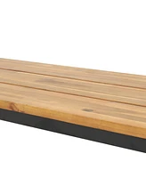 Modern Acacia Wood & Metal Outdoor Bench - 63 Inch