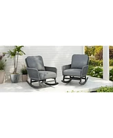 [Set of 2] Contemporary Minimalist Gray Wicker Rocking Chair