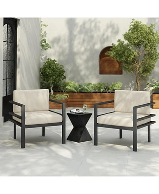 3 Piece Modern Outdoor Patio Seating with Aluminum Frame, Cushions