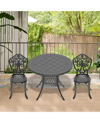 3-Piece Set Of All-Weather Cast Aluminum Dining Furniture Set With Black Frame