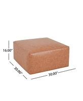 Square Pu Leather Ottoman,Tan