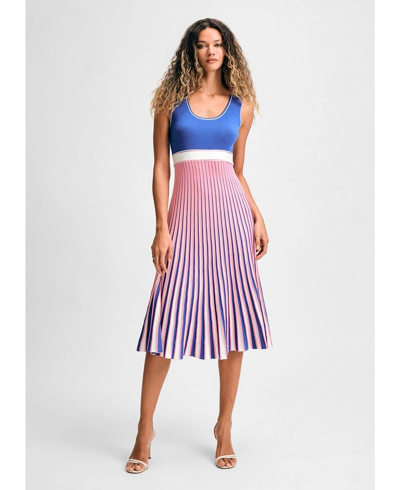 Isaac Mizrahi Women's Striped Midi Sweater Dress