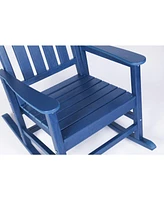 Oversized Navy Outdoor Rocker, Weather-resistant, wood-texture