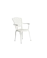 3-Piece White Patio Bistro Set, Cast Aluminum Table & 2 Chairs, Umbrella Hole