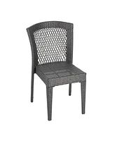 Stackable Wicker Patio Chairs - Grey, Durable & Stylish
