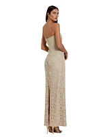 Mac Duggal Women's Strapless Beaded Lace Fitted Column Gown