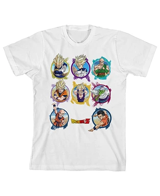 Dragon Ball Z Boys Character Circles Crew Neck Short Sleeve White T-shirt-xl