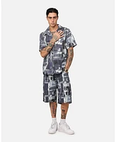 Xxiii Men's Printed Denim Patch Jorts
