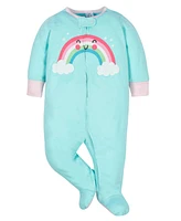 Gerber Baby Girls Sleep N' Play Pajamas, 4-pack