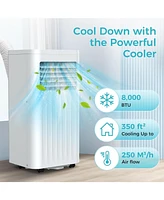 Cowsar 8,000 Btu Portable Ac, 4-in-1, Cools 350sq.ft, Remote, Led Display, 24H Timer, Install Kits