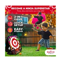 Swooc Ninja Superstar | 2-in-1 Corn Hole Games for Kids | 5-Second Setup | Ninja Kids Toys | Bean Bag Toss Game for Kids