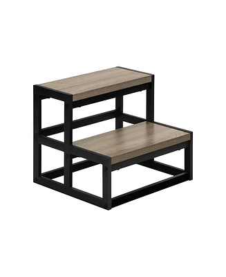 Ladder, Step Stool, Bedroom, Kitchen, Black Metal, Dark Taupe Laminate