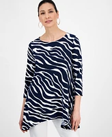 Jm Collection Women's Printed Asymmetric Blouse, Exclusively at Macy's