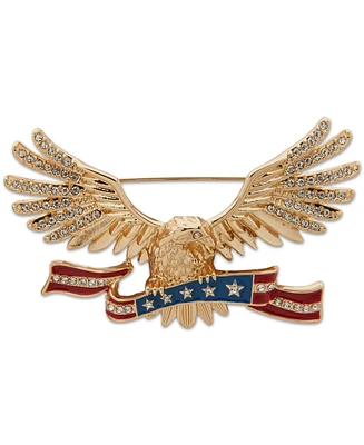 Anne Klein Gold-Tone Crystal Red, White & Blue Eagle Pin