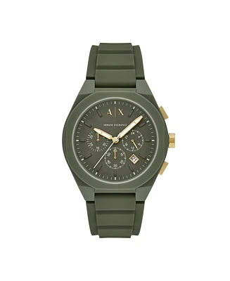 A|X Armani Exchange Men's Quartz Chronograph Green Silicone Watch, 44mm