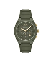 A|X Armani Exchange Men's Quartz Chronograph Green Silicone Watch, 44mm