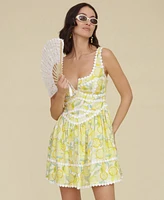 Avec Les Filles Women's Printed Sleeveless Fit & Flare Mini Dress