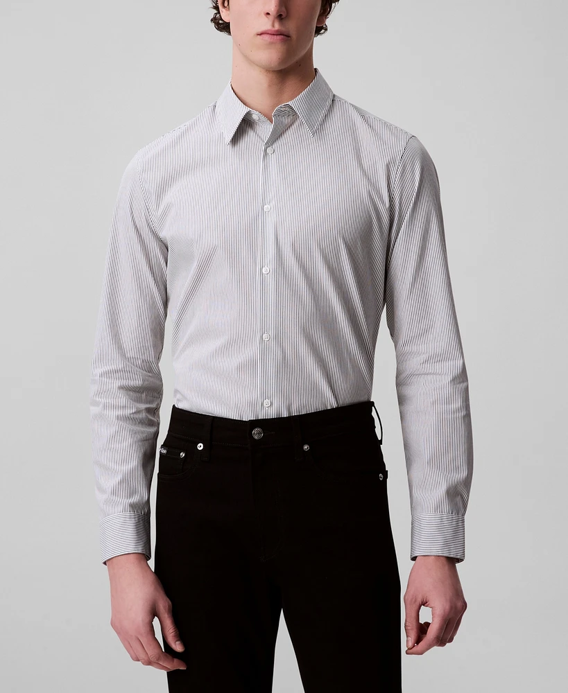 Calvin Klein Men's Stretch Striped Slim-Fit Dress Shirt